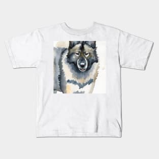 Norwegian Elkhound Watercolor - Dog Lover Gifts Kids T-Shirt